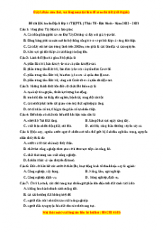 Đề thi học kì 1 Địa lý 11 trường THPT Lý Thái Tổ - Bắc Ninh