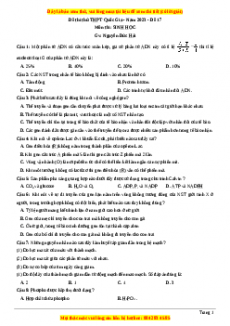 Đề thi thử THPT Quốc Gia môn Sinh học có đáp án ( đề 17 ) - thầy Nguyễn Đức Hải