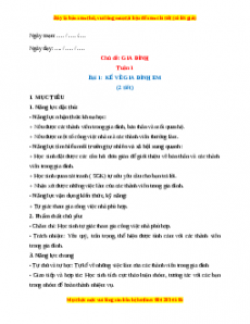 Giáo án TNXH 1 Kết nối tri thức Tuần 1