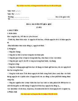 Giáo án Bài 2: Nguyên tố hóa học Hóa học 10 Kết nối tri thức