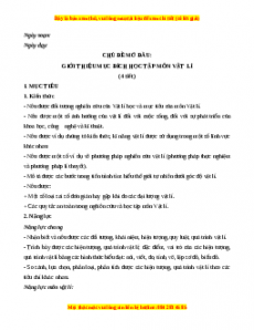 Giáo án Bài mở đầu Vật lí 10 Cánh diều (2024)