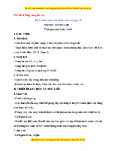 Giáo án Tin học 7 Kết nối tri thức Chủ đề 4 Bài 6 Làm quen với phần mềm bảng tính