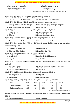 Đề thi học kì 1 Địa lý 12 năm 2023 trường THPT Đại Từ - Thái Nguyên