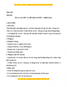 Giáo án Bài 3 Vật lí 10 Cánh diều (2024): Gia tốc và đồ thị vận tốc - thời gian