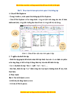Lý thuyết Bài 5: Thực hành khám phá trình quản lí hệ thống tệp