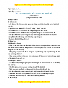 Giáo án KHTN 6 Thang nhiệt độ Clelsius. Đo nhiệt độ Chân trời sáng tạo
