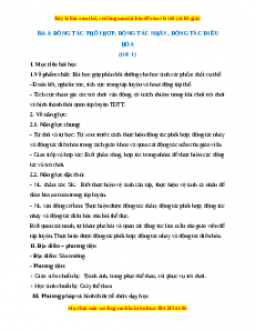 Giáo án Động tác phối hợp, động tác nhảy, động tác diều hòa Giáo dục thể chất 2 Kết nối tri thức