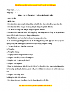 Giáo án Bài 4 Vật lí 10 Cánh diều (2024): Chuyển động thẳng biến đổi đều