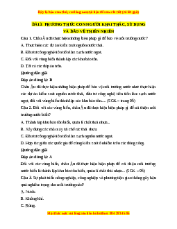 Trắc nghiệm Bài 3: Phương thức con người khai thác, sử dụng và bảo vệ thiên nhiên