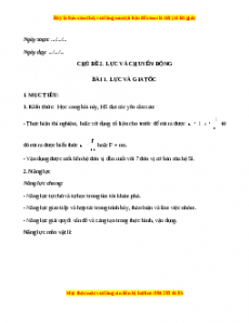 Giáo án Bài 1 Vật lí 10 Cánh diều (2024): Lực và gia tốc