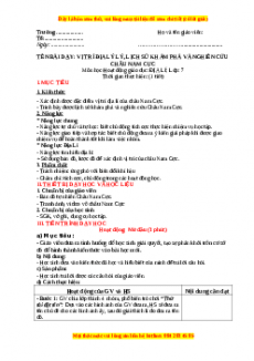 Giáo án Bài 22 Địa lí 7 Chân trời sáng tạo (2024): Vị trí địa lí, lịch sử khám phá và nghiên cứu Châu Nam Cực