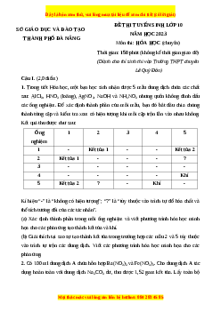Đề thi vào 10 môn Hóa học năm 2023 - Trường THPT Chuyên Đà Nẵng