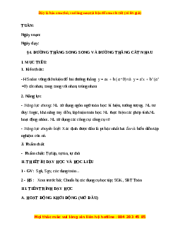 Giáo án Đường thẳng song song và đường thẳng cắt nhau Toán 9 Học kì 1