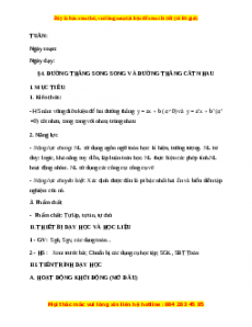 Giáo án Đường thẳng song song và đường thẳng cắt nhau Toán 9 Học kì 1