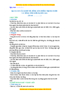 Giáo án Bài 19 Địa lí 10 Cánh Diều (2024): Cơ cấu kinh tế, tổng sản phẩm trong nước và tổng thu nhập quốc gia