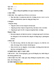 Giáo án Tích vô hướng của hai vecto Toán 10 Cánh diều