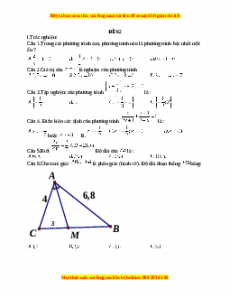 Đề thi giữa kì 2 Toán 8 năm 2023 - Đề 62