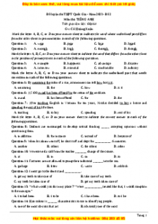Đề thi thử THPT Quốc Gia môn Tiếng Anh có đáp án ( đề 2 ) - cô Hoàng Xuân
