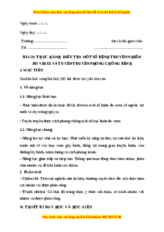Giáo án Sinh học 10 Bài 26 (Kết nối tri thức): Thực hành điều tra một số bệnh do virus