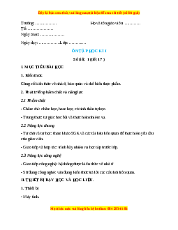 Giáo án Công nghệ 6 Ôn tập học kì 1 (Kết nối tri thức)