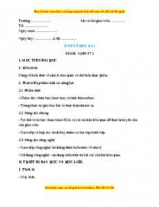 Giáo án Công nghệ 6 Ôn tập học kì 1 (Kết nối tri thức)