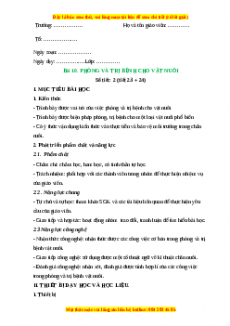 Giáo án Công nghệ 7 Cánh diều Bài10: Phòng và trị bệnh cho vật nuôi