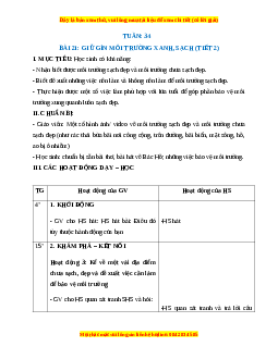 Giáo án HĐTN lớp 1 Tuần 34