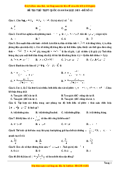 Đề thi thử THPT Quốc Gia môn Toán có đáp án (đề 12 ) - thầy Nguyễn Phụ Hoàng Lân