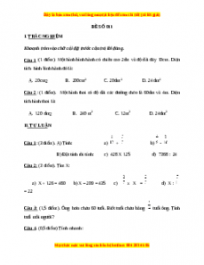 Đề thi Toán lớp 4 cuối kì 2 (Đề 11)