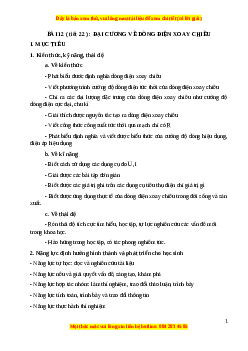 Giáo án Vật lí 12 Chương 3 Bài 12: Đại cương về dòng điện xoay chiều