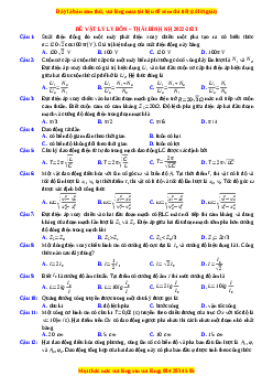 Đề thi thử Vật lí trường Lý Bôn - Thái Bình năm 2023