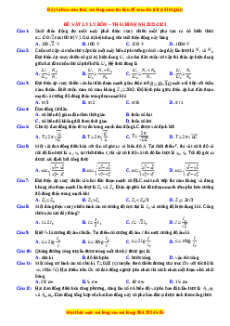 Đề thi thử Vật lí trường Lý Bôn - Thái Bình năm 2023