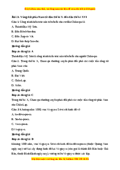 Trắc nghiệm Bài 21: Vùng đất phía Nam từ đầu thế kỉ X đến đầu thế kỉ XVI
