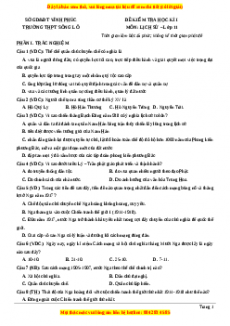 Đề thi cuối kì 1 Lịch sử 11 trường THPT Sông Lô - Vĩnh Phúc