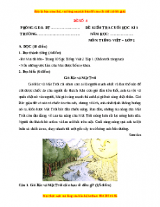 Đề thi học kì 1 Tiếng Việt lớp 2 Chân trời sáng tạo - Đề 4
