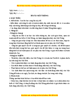 Giáo án Bài 53 KHTN 6 Kết nối tri thức (2024): Mặt trăng