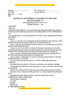 Giáo án Toán 12 học kì II Giải tích Bài: Ôn tập chương III