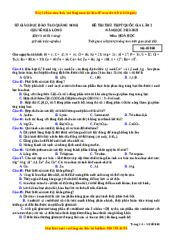 Đề thi thử Hóa Học trường Chuyên Hạ Long lần 2 năm 2023