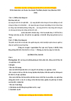 Đề thi tuyển sinh chính thức vào 10 môn Ngữ Văn năm 2018 - 2019 có đáp án - (Chuyên văn ) THPT chuyên Thái Bình