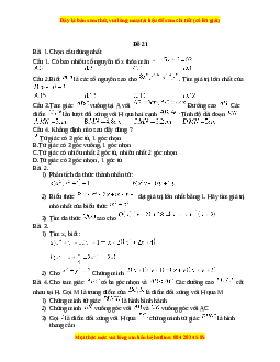 Đề thi giữa kì 1 Toán 8 năm 2023 - Đề 21