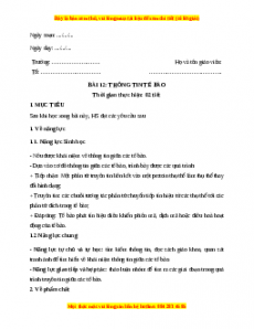 Giáo án Bài 12: Thông tin giữa các tế bào Sinh học 10 Cánh diều