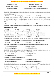 Đề thi học kì 1 Sinh học 12 năm 2023 trường  Chuyên Phan Ngọc Hiển - Cà Mau