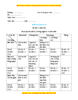 Giáo án Công nghệ 6 Kiểm tra học kì 2 (Cánh diều)