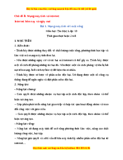 Giáo án Tin học 10 Bài 1 (Cánh diều): Mạng máy tính với cuộc sống