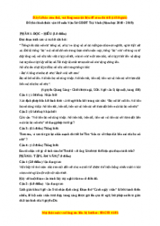 Đề thi tuyển sinh chính thức vào 10 môn Ngữ Văn năm 2018 - 2019 có đáp án - Sở GDĐT Trà Vinh