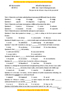 Đề thi học kì 1 Tiếng anh 12 năm 2022 - 2023 (Đề 15)
