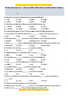 Đề thi giữa kì 2 Tiếng Anh 6 ilearn smart world năm 2022 - 2023 (Đề 2)