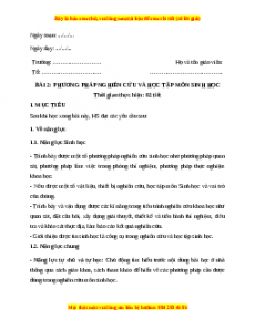 Giáo án Sinh học 10 Bài 2 (Kết nối tri thức): Phương pháp nghiên cứu và học tập môn