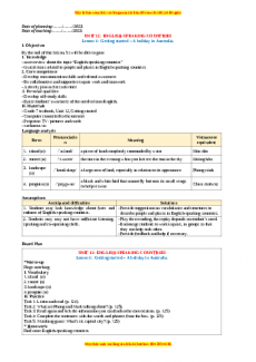 Giáo án Unit 12: English-speaking countries Tiếng Anh 7 Global success