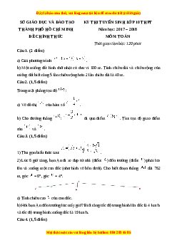 Đề chính thức Toán vào 10 TP Hồ Chí Minh năm 2017 - 2018